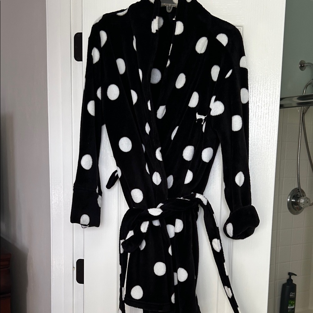 Pink Victoria’s Secret short robe size medium large polka dots